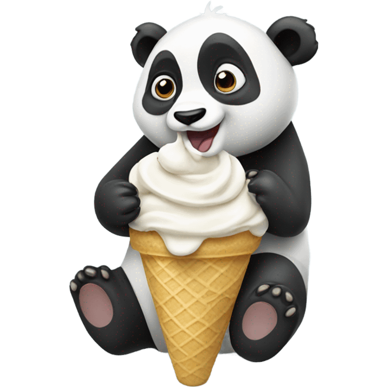 Panda eating ice cream emoji