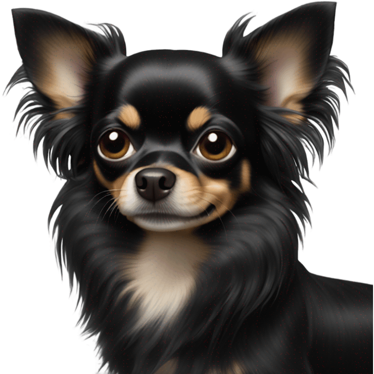 Long hair all black Chihuahua emoji