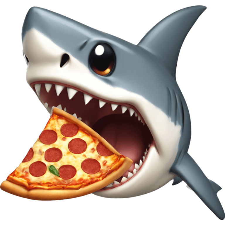 Shark eating a pizza emoji