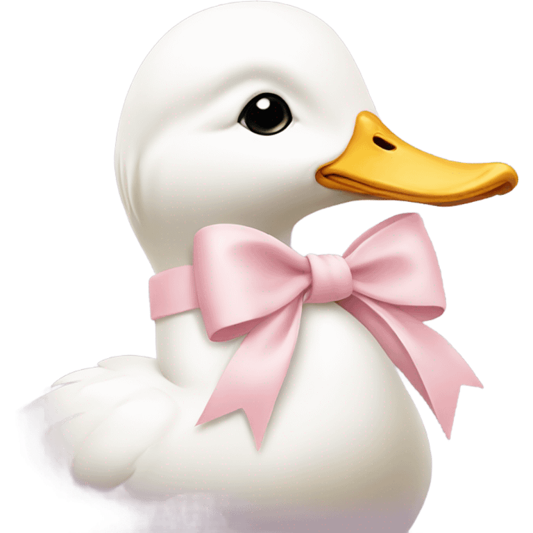 white duck with a pale pink bow emoji