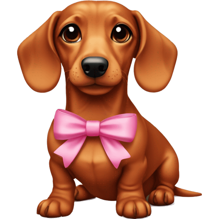 Dachshund ginger mini with pink bow emoji