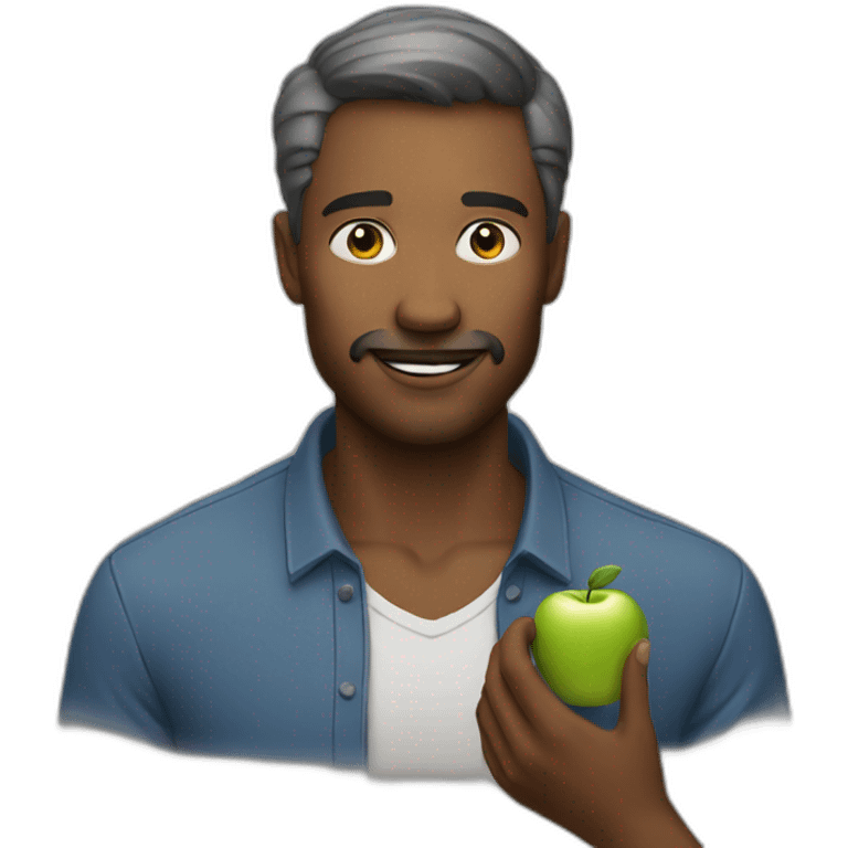 man with apple emoji