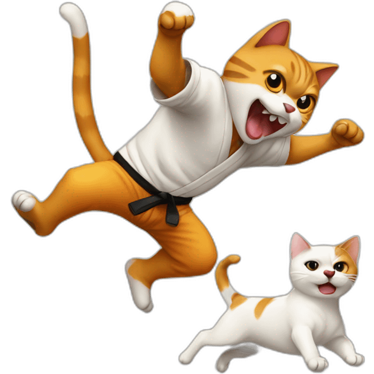 Cat karate kicking dog emoji