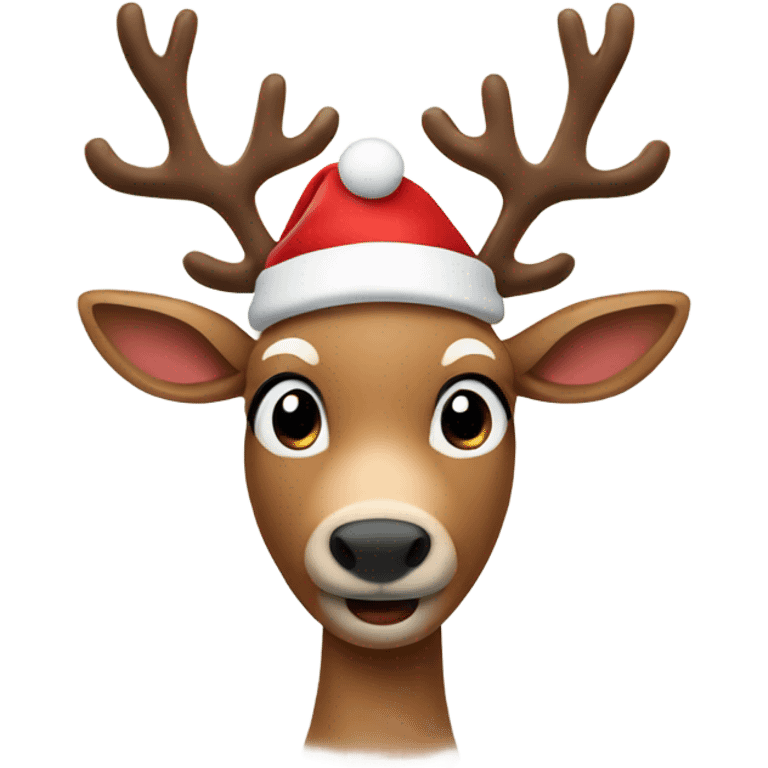 Reindeer wearing a santa hat emoji