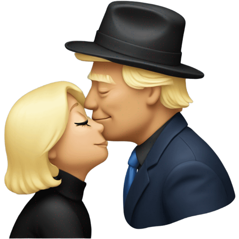 Photo realistic, Donald Trump, kissing and embracing black cat, emoji