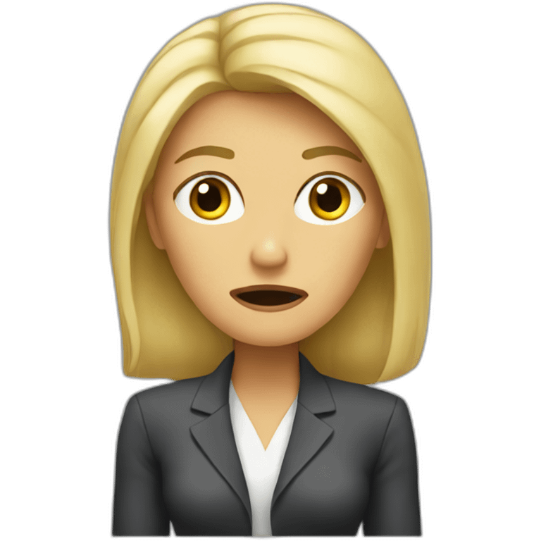 Blond woman irritated in a meeting emoji