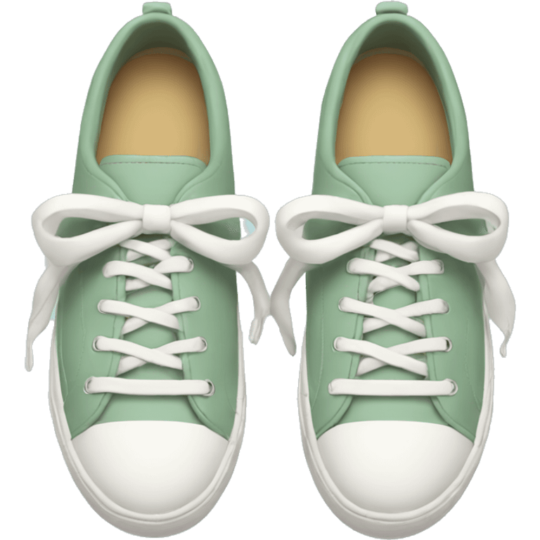 Sage sneakers shoes with lace bow emoji