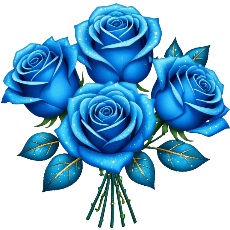 Blue roses bouquet with glitter  emoji