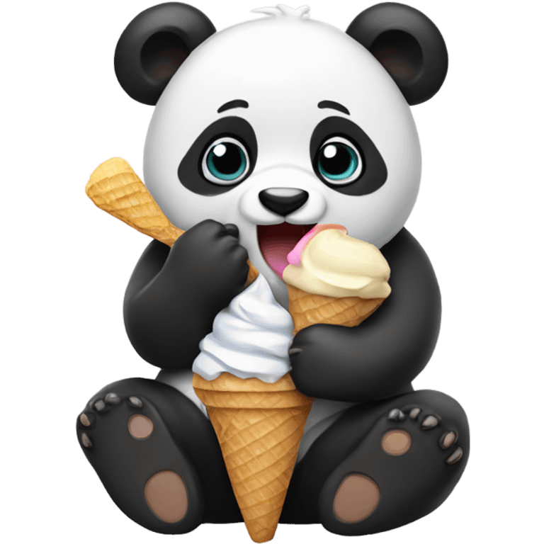 Panda eating ice cream emoji