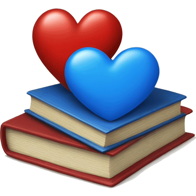 Red heart and blue book emoji