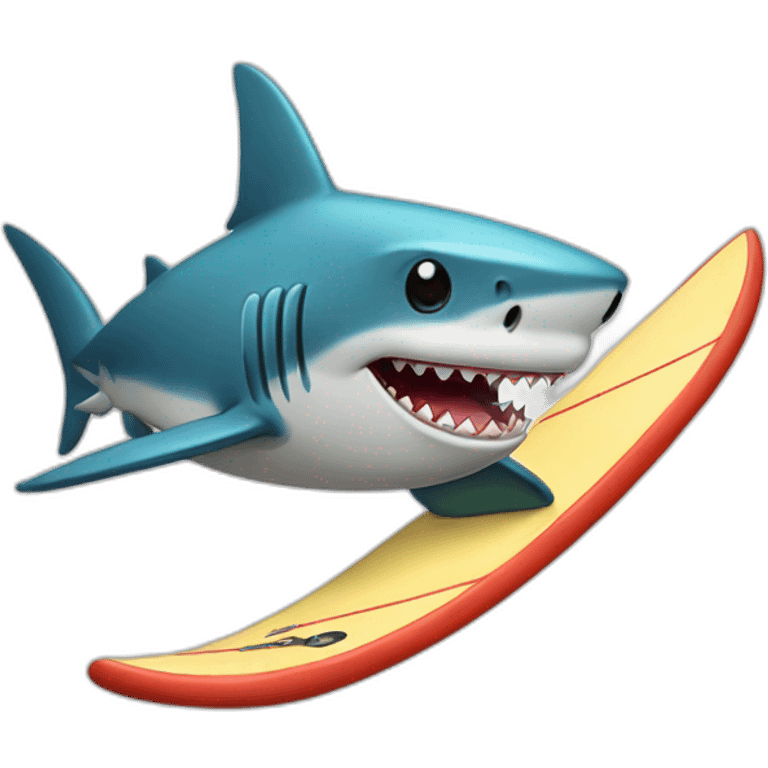 Shark on a surf board emoji