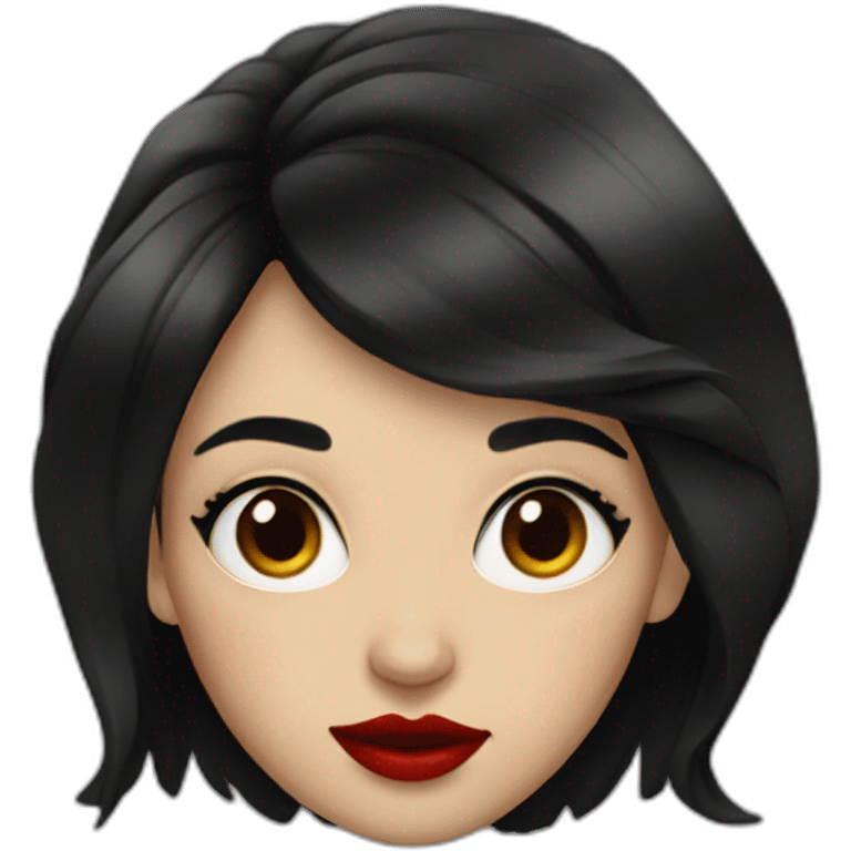 A girl with red lips and black hair emoji