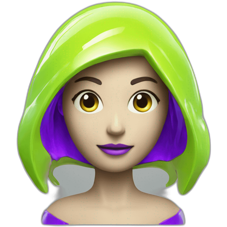 Cyber emoji of a FUTURISTIC HIGHTECH 3D Videomaker colors Lemon green and purple neon Videomaker emoji