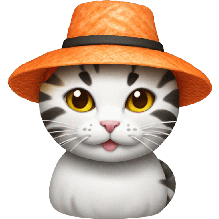 cat wearing a hat made out of sushi emoji