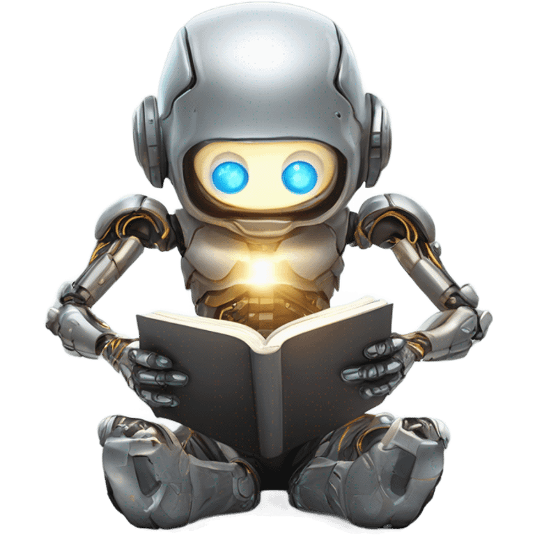 Cool cyborg reading book emoji