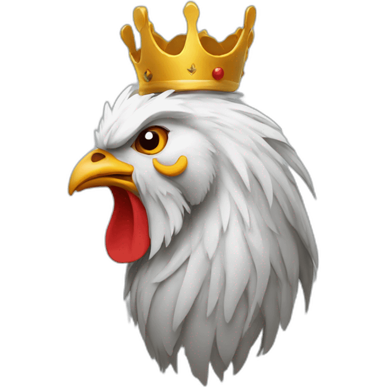 howling rooster with a crown on its head emoji