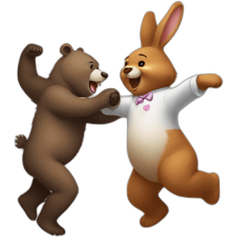 Bear and bunny dancing emoji