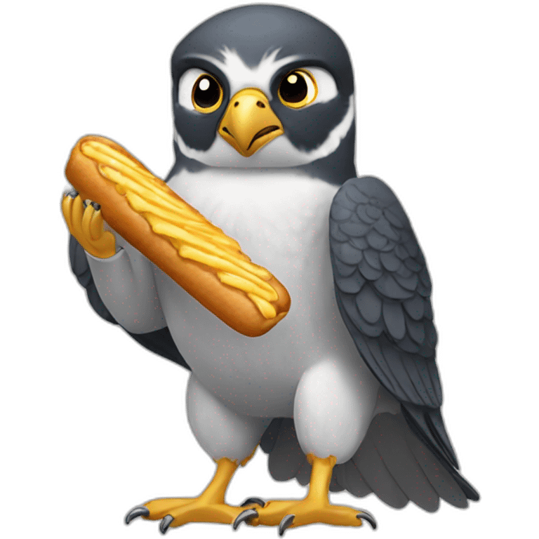 Peregrine falcon eating churros emoji