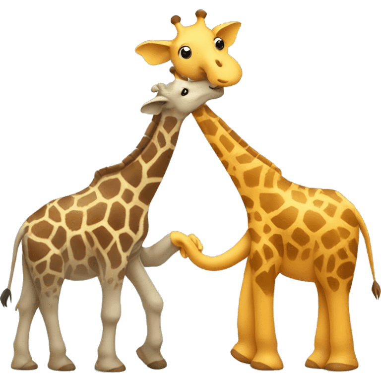 Giraffe and elephant holding hands emoji