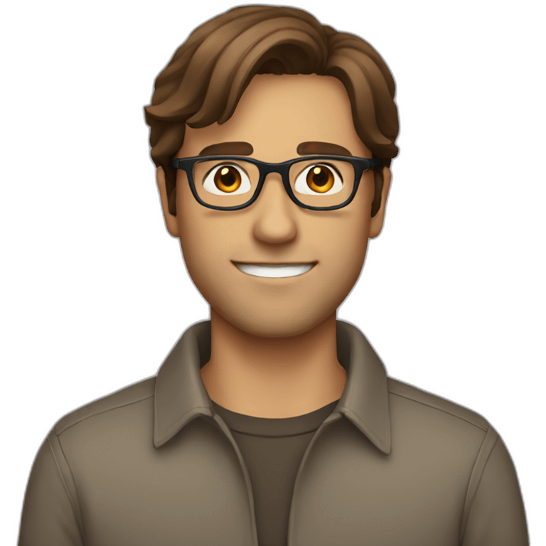 Brown hair guy with glasses emoji