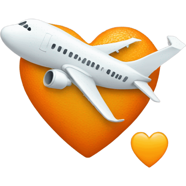 Orange heart with an airplane flying away from it emoji