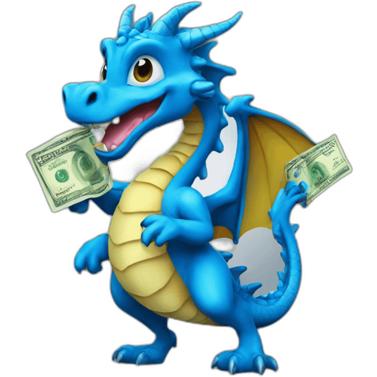 blue dragon with a cash emoji