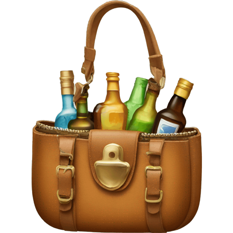 purse with liquor bottles inside emoji