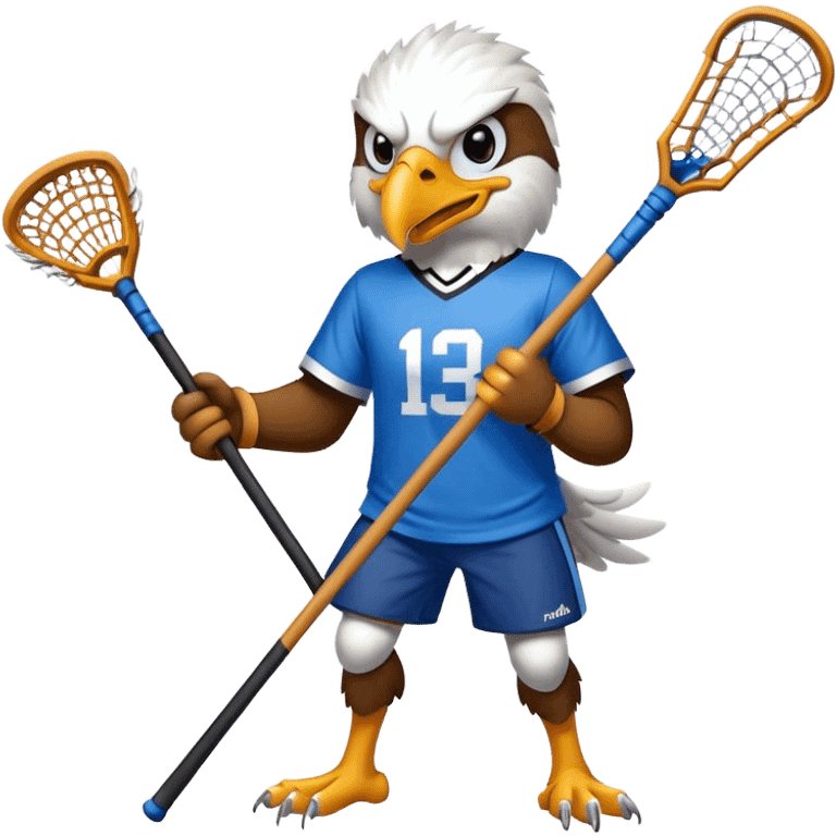 Eagle with lacrosse stick blue jersey emoji