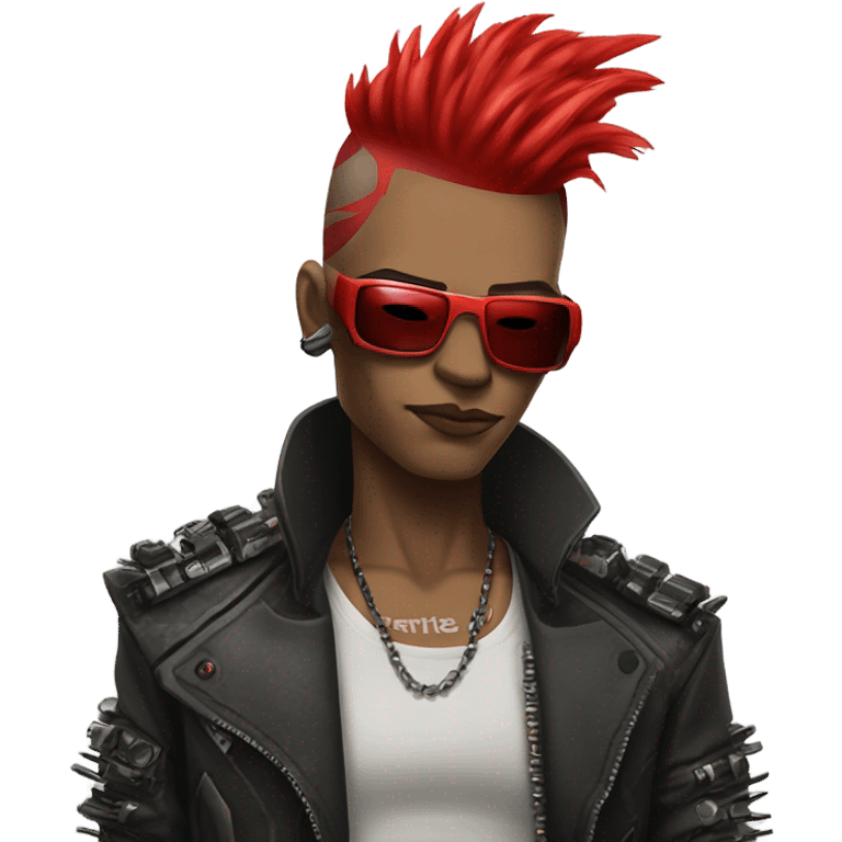 cyberpunk cyborg rockstar with red mohawk emoji