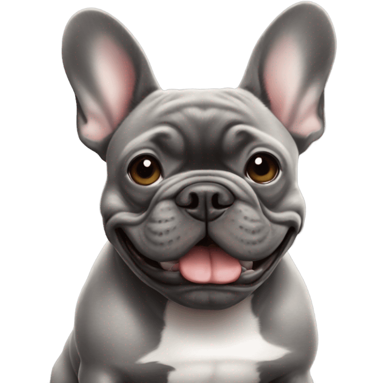 Grey French bulldog throwing a football emoji