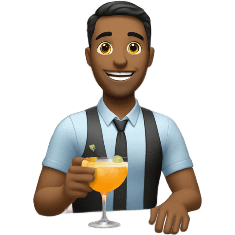 Attractive male sitting at a hotel lobby bar drinking a cocktail.  emoji