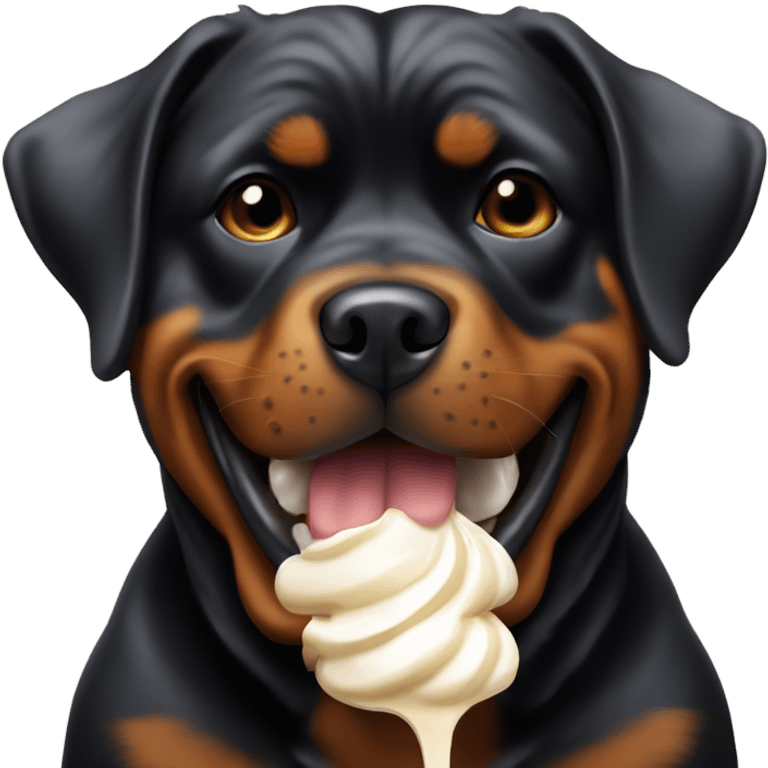 Rottweiler eating whipped cream  emoji