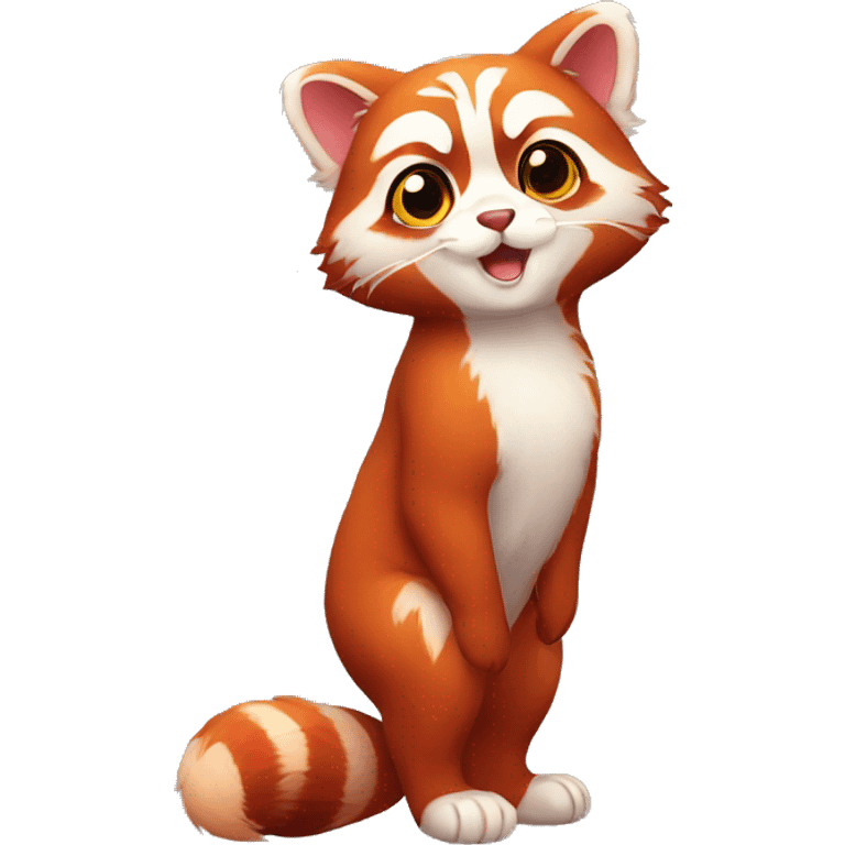 Cute Adorable Red Panda Cat hybrid full body emoji