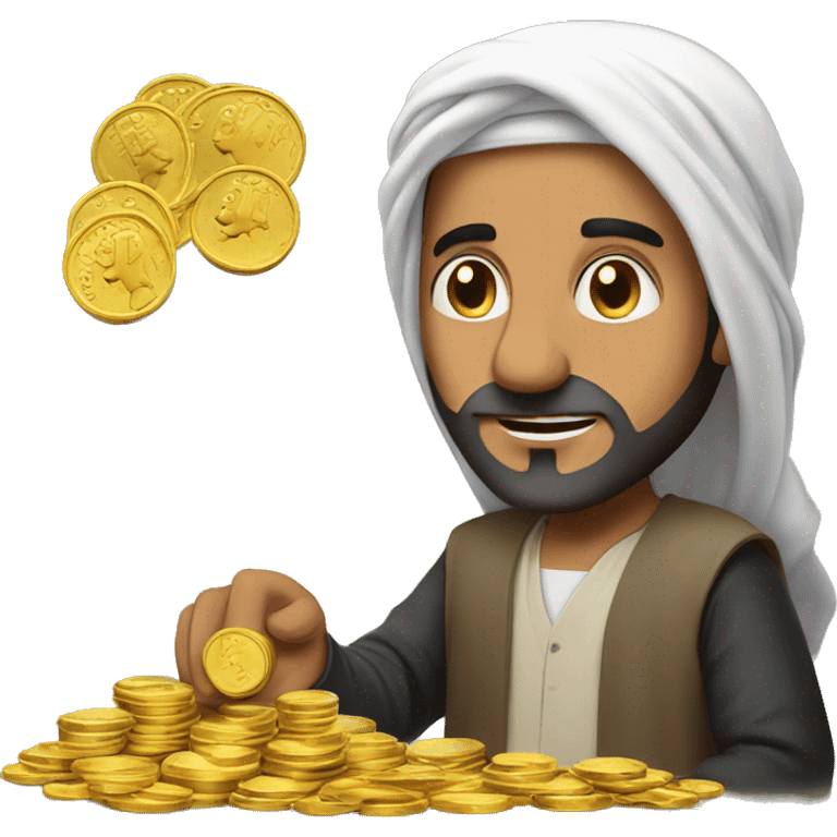 Arab man counts coins emoji