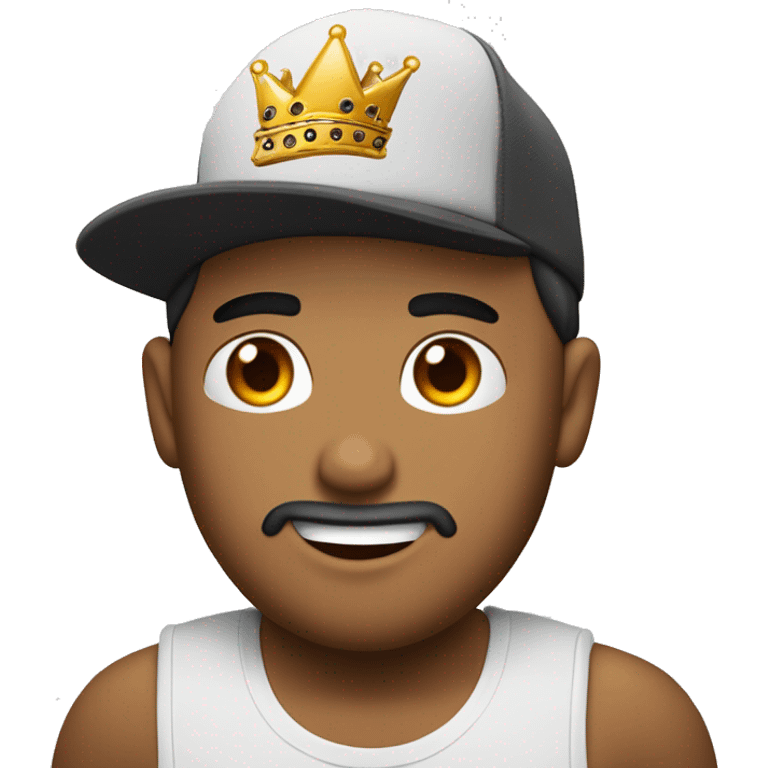 Chico con gorra serio con un tatuaje de corona en la mejilla  emoji