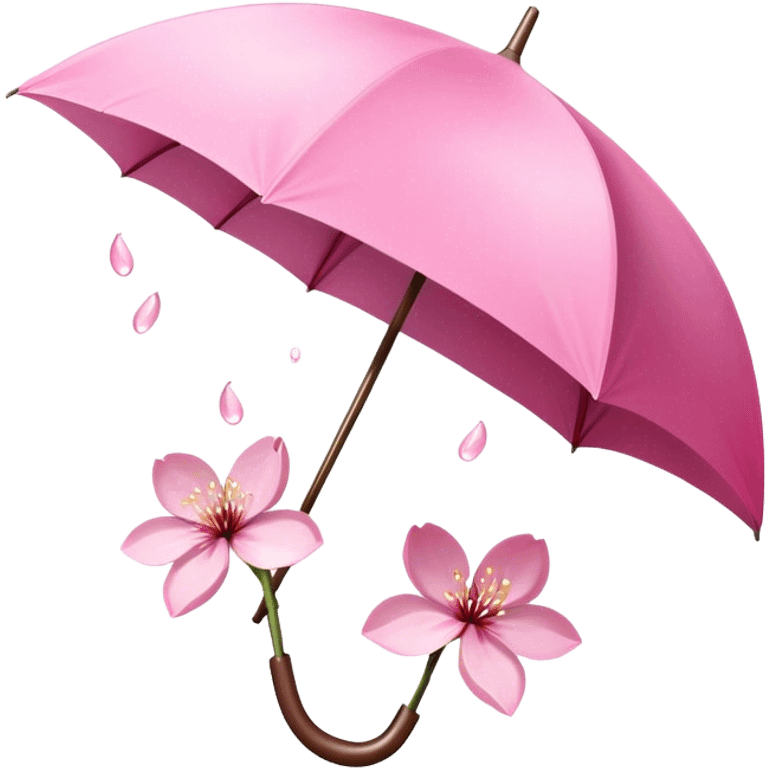 ☂️🌸Two cherry blossoms dropped from a pink umbrella emoji