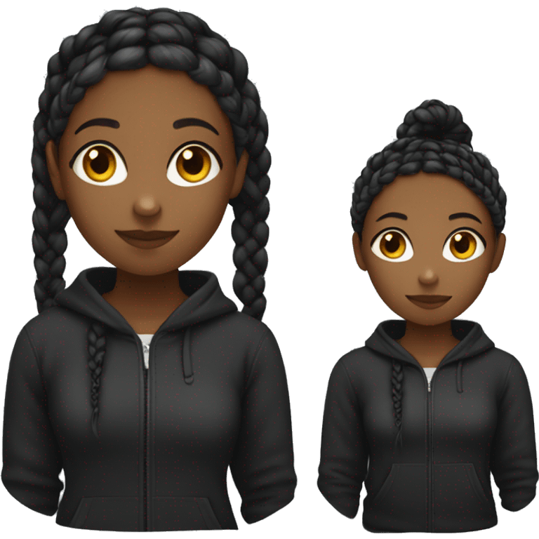 Black girl with braids wear a black hoodie  emoji