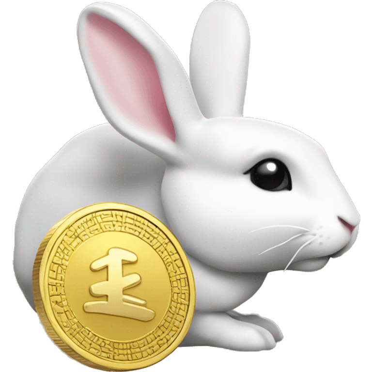 white rabbite coin, cryptocoin, gold coin emoji