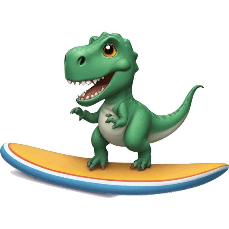 Dinosaur on a surfboard with a tutu emoji