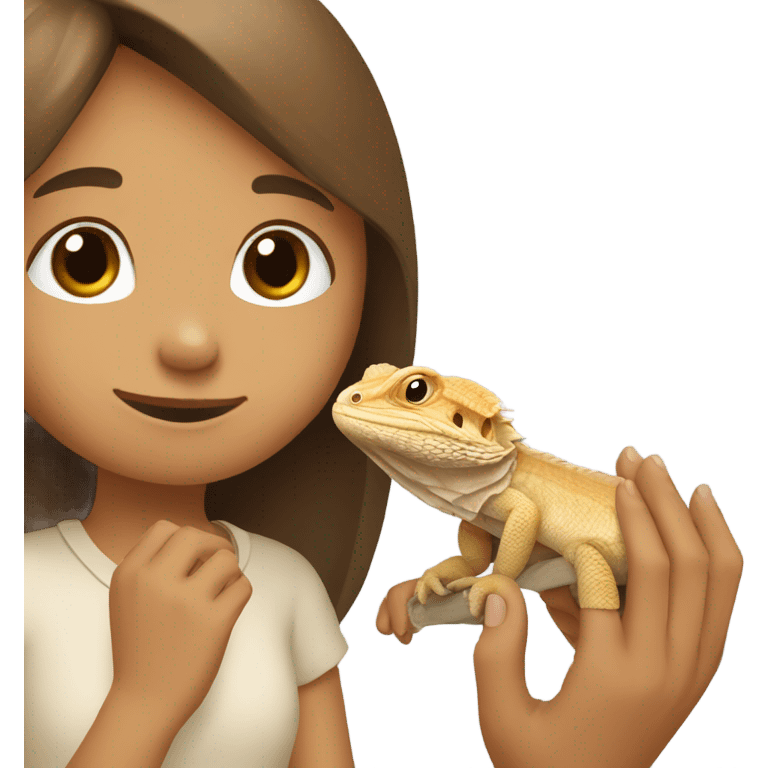 girl holding bearded dragon emoji