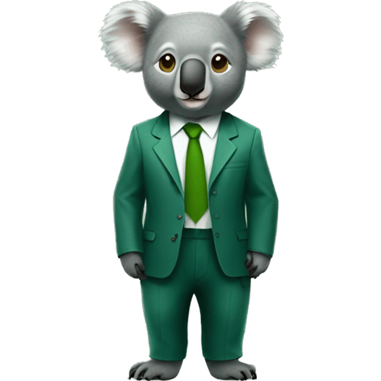 Koalas in dark green suits and light green honey emoji