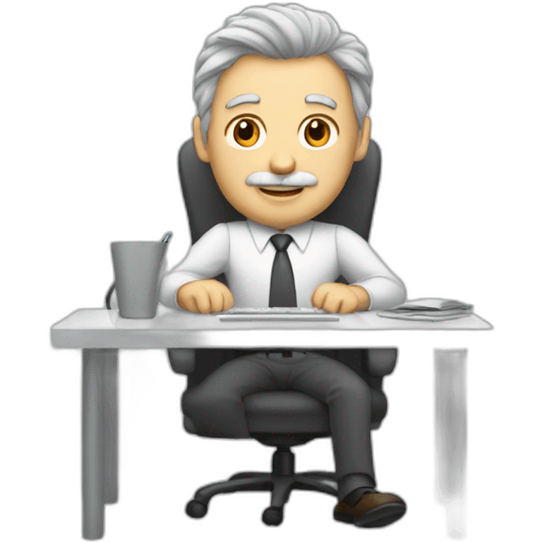 Gray hairy White man working in the office emoji