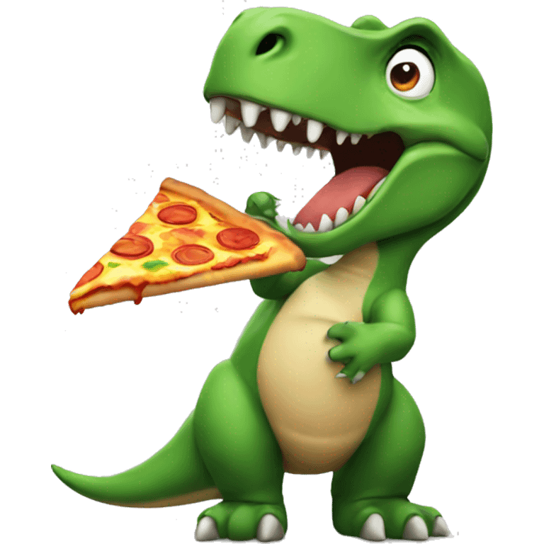 Dinosaur eating pizza emoji