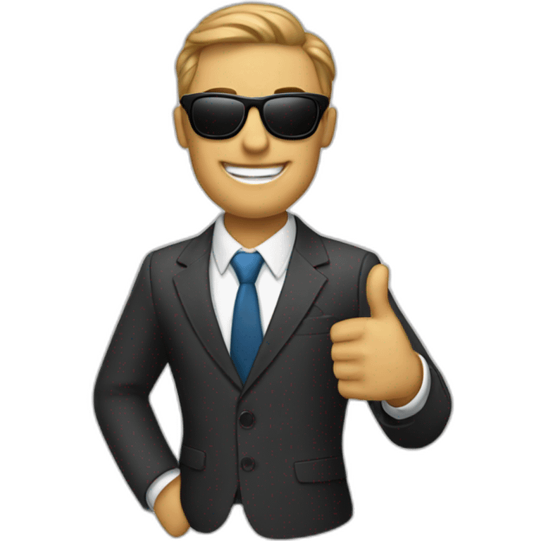 thumbs up man in suit with sunglasses] emoji