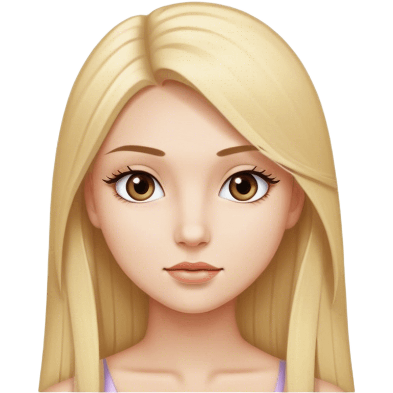 A girl with blonde straight hair and long lashes  emoji