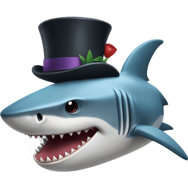 Shark with a top hat emoji