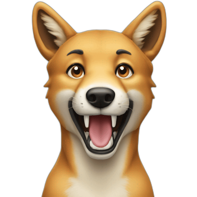 A dingo waving hi emoji