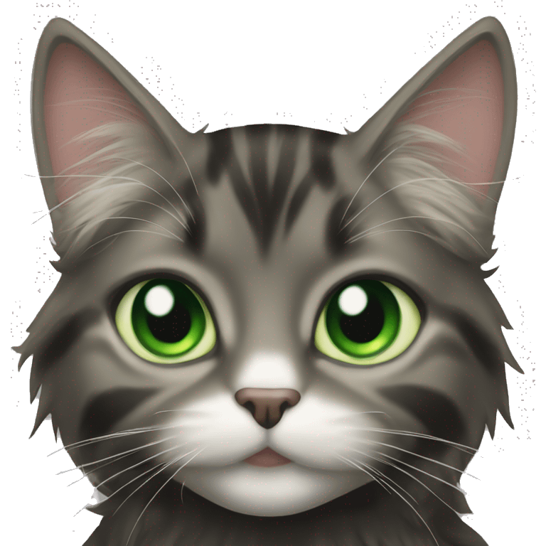 a long haired tabby cat and black cat green eyes emoji