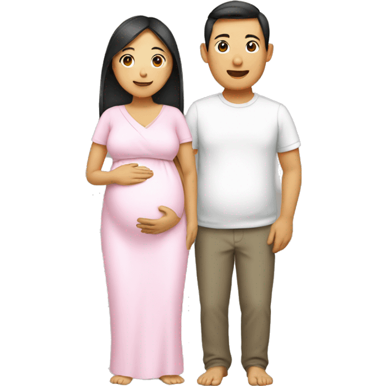 Pregnant Asian woman with her husband emoji