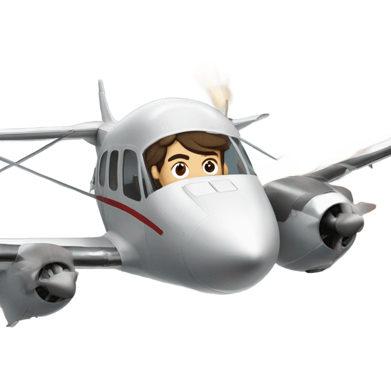 Brown haired mullet man flying plane that’s crashing emoji